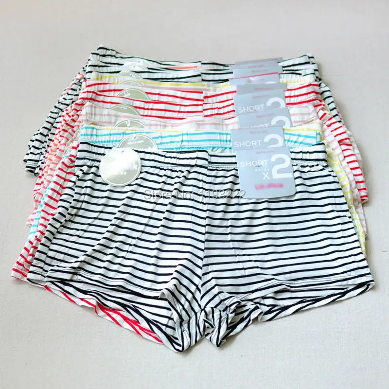 Женские повседневные свободные шорты из модала и хлопка в полоску с эластичной