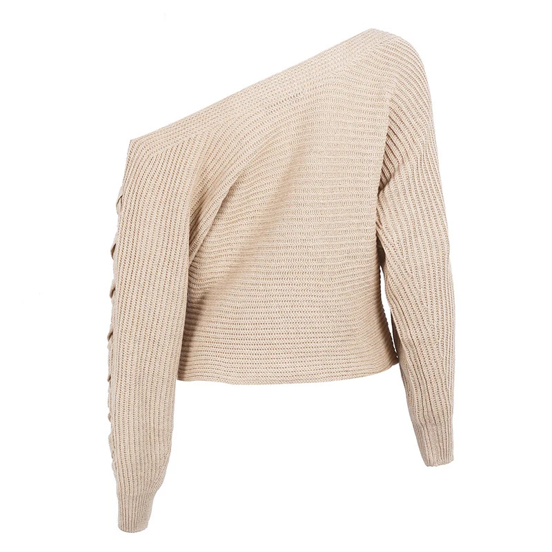 Europe Sexy Knitted Sweater Slash Neck Women Batwing Sleeve Sweaters Loose Solid Long Jumper Outerwear Pullover Street | Женская одежда