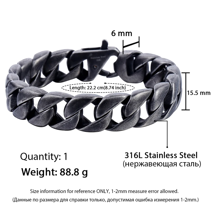Мужской браслет в стиле хип хоп большая Цепочка Из бронзового металла 316L из