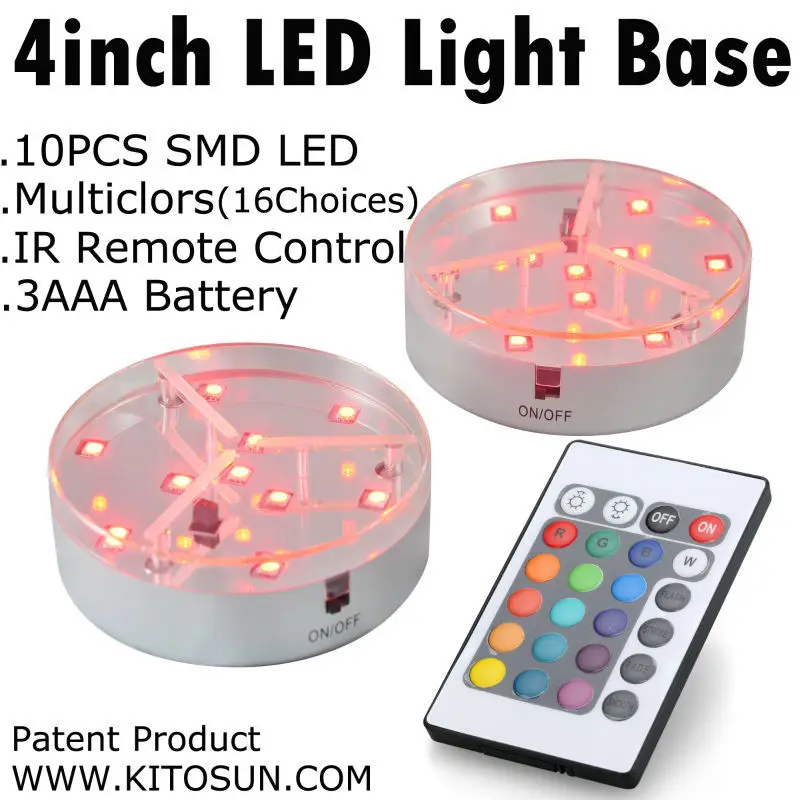 10pieces/ lot 4inch 9pcs SMD5050 RGB LED Vase Light Base with Remote for Wedding Centerpiece Decoration