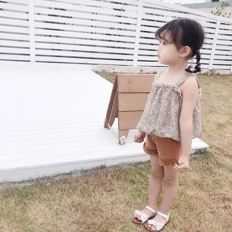 Летняя блузка для девочек с леопардовым принтом шифоновый топ на бретелях