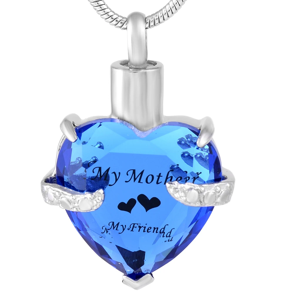 Небесно Голубой Кристалл памятное ожерелье с надписью Mom My Mother Forever in my Heart