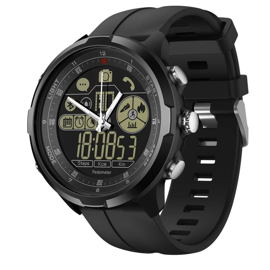 Black Zeblaze VIBE 4 гибридные Смарт-часы с экраном 1,24 дюйма умные часы 24 месяца в режиме ожидания 24 часа всепогодный мониторинг для iOS Android - Цвет: Black