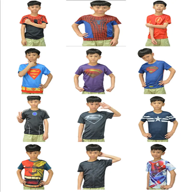 2016 brand new spider-man boy's T-shirt printing children fashion leisure tight t-shirts superhero movement |