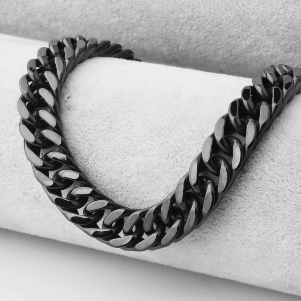 Ожерелье мужское из нержавеющей стали цепь в Кубинском стиле Майами черного