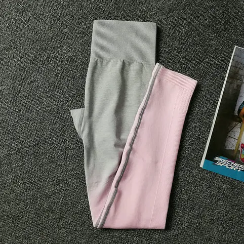 Light Gray Pink Pant 2 шт., комплект для йоги, спортивный бюстгальтер, Омбре, бесшовные леггинсы, спортивный костюм для тренировок, одежда для спортзала, Женская Спортивная одежда для фитнеса, одежда для активного отдыха, колготки - Цвет: Light Gray Pink Pant