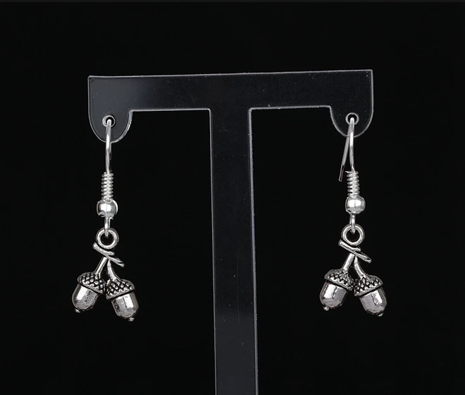 Vintage Silver Cat Acorn Deer Heart Bears Earrings Charms Drop/Dangle For Women Jewelry Accessories Mixed Style A997 | Украшения и