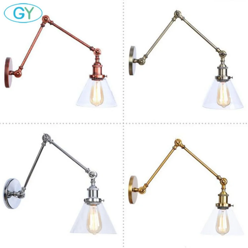 Винтажный промышленный Настенный бра светильник антикварное прозрачное стекло