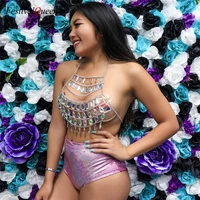 women handcrafted sequins patchwork 2 piece set festival clubwear party crop top and mini skirt two piece sets
