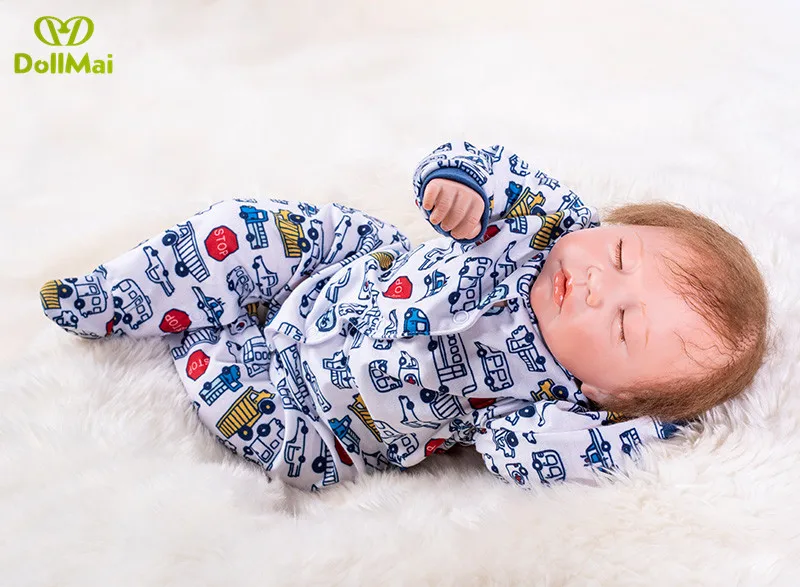 Bebes Reborn 48 см мягкие силиконовые куклы для новорожденных Спящая кукла