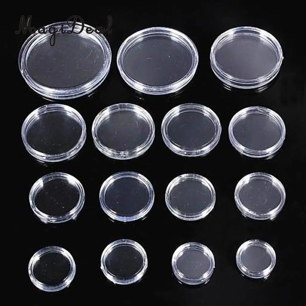 

MagiDeal 100Pcs/Lot Boxed Coin Capsules Coin Case Transparent Color 18mm/23mm/27mm/32mm/38mm/40mm/45mm/50mm