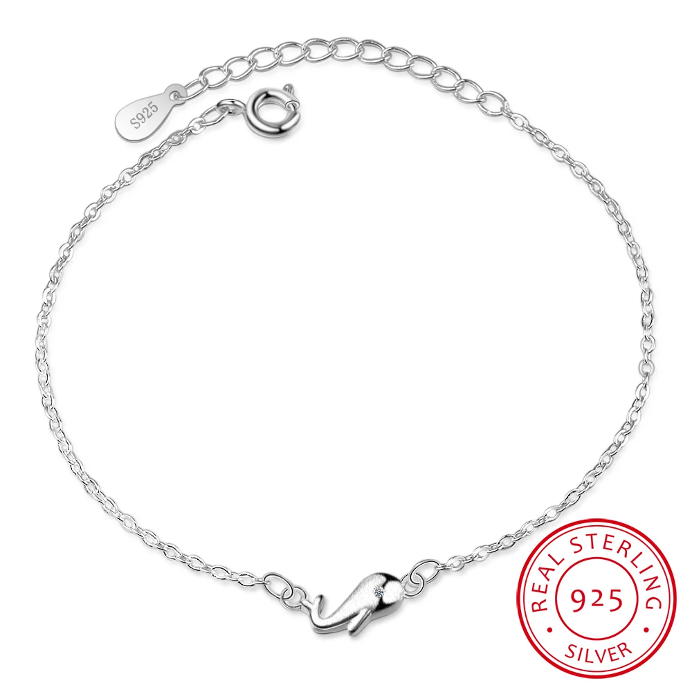 Hot Sell 925 Sterling Silver Small Dolphin Chain Bracelet Animal Adjustable Charm Bracelets &amp Bangle For Women Girl Kids Gifts |