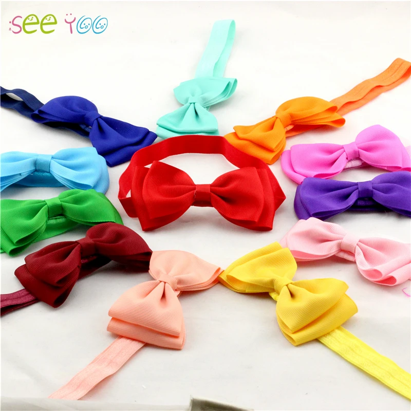 Seeyoo 20 шт./лот DIY Grosgrain лента Детская повязка на голову с бантом головные повязки