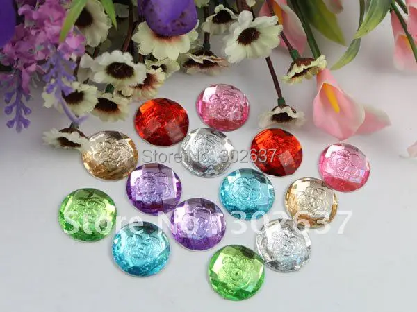 Бесплатная доставка 60 шт разноцветные цветы Акриловые стразы круглые с плоской