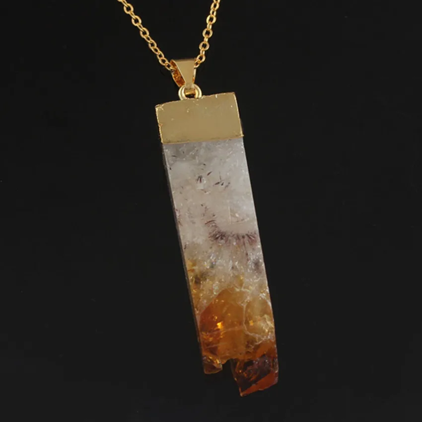 

100-Unique Original 1 Pcs Light Yellow Gold Color Irregular Shape Pendant Natural Citrines Necklace Amulet Charm Jewelry