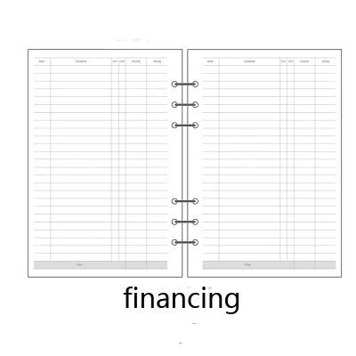 financing Войлочная оболочка, ткань, записная книжка, вкладыш, внутреннее ядро A6 A7, записная книжка, дневник, A5, план, переплет, школьные принадлежности, кольцо, переплет, канцелярские принадлежности - Цвет: financing