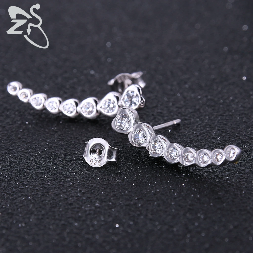 Женские серьги гвоздики из серебра 925 пробы с фианитами|silver ear studs|zirconia studsear studs |