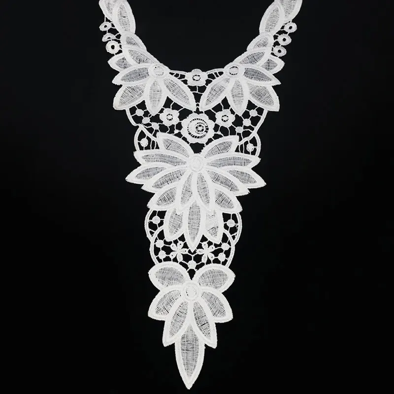 1 шт. белая вышивка воротник Венеция кружевная ткань цветы декольте шитье