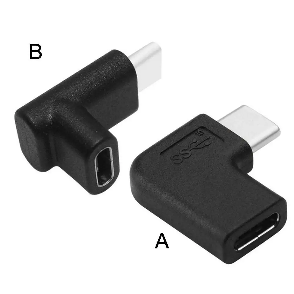90 градусов USB 3 1 Тип C папа к женскому правый угол конвертер адаптер Черный JR