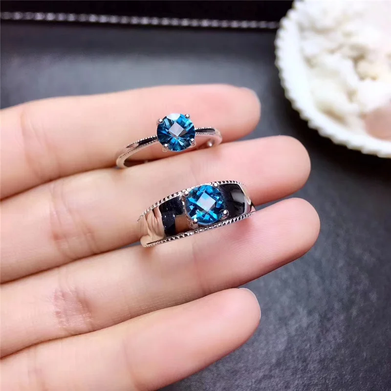 

PROCOGEM Natural Blue Topaz Rings for Women Men Lovers' Bride Engagement Rings Gifts 1.0Ct Real Gems 925 Sterling silver #540