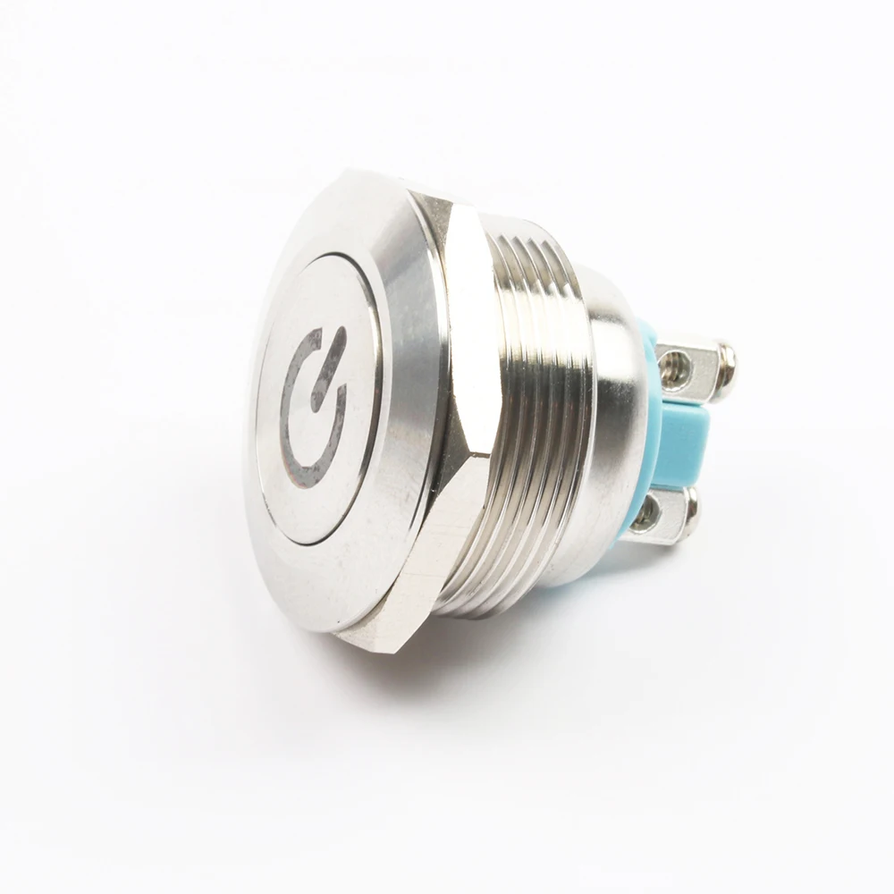 Плоская Круглая Кнопка питания 25 мм металлический латунный кнопочный