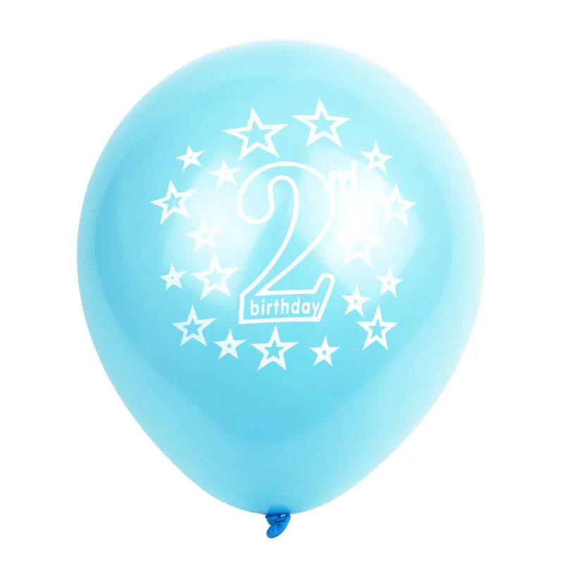 light blue balloon 10 шт., синие, розовые, 2-е шарики ко дню рождения, для мальчиков и девочек 2 года, праздничные украшения для дня рождения, Детские вечерние украшения для душа, S6YN - Цвет: light blue balloon