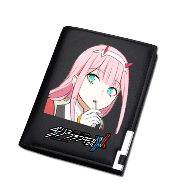 Женское портмоне DARLING in the FRANXX, короткий кошелек из искусственной кожи, ноль, два удостоверения личности, держатель для карт, мультяшная сумка для денег, для девочек, Carteira
