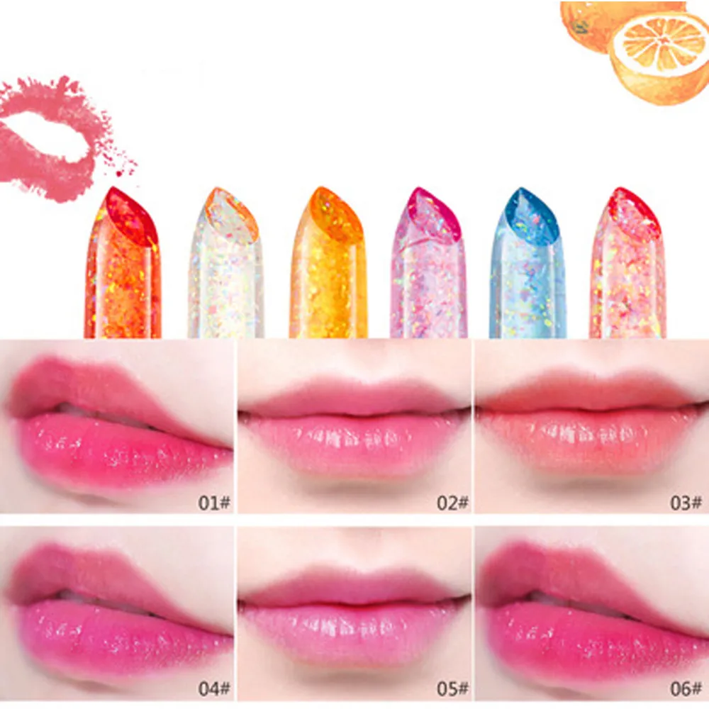 6 видов фруктовая помада Желе Прозрачная Волшебная Температура Изменение цвета