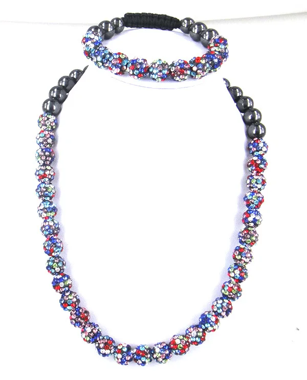 Комплект колье и браслет "Рождественский кристалл" с диско-шарами, мультицветными, дружбы 10 мм, в подарочной упаковке, бесплатная доставка.