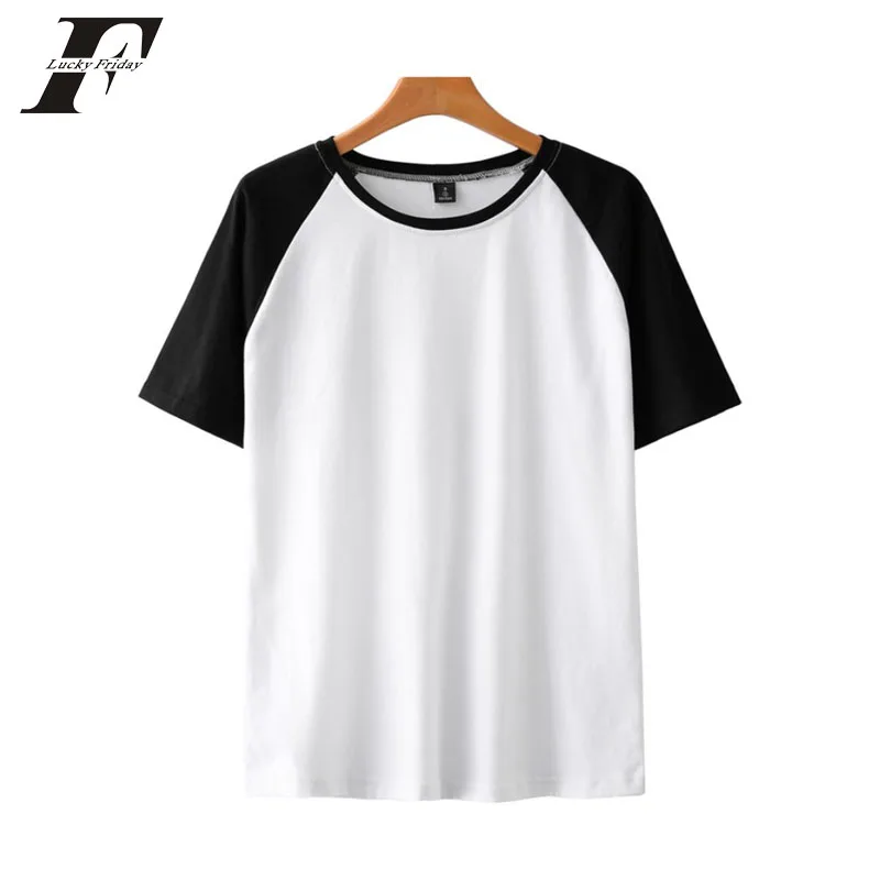 Однотонная футболка Харадзюку с коротким рукавом для мужчин и женщин модная