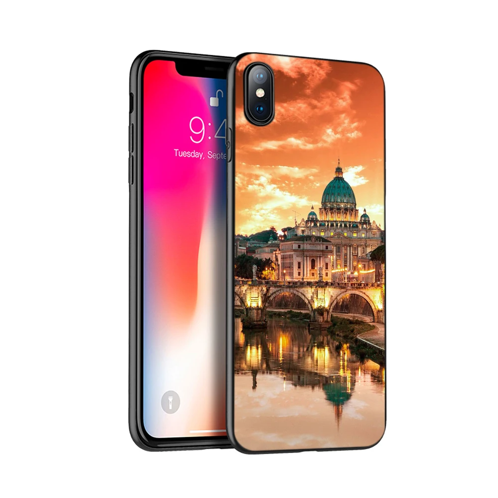 Черный чехол из ТПУ для iphone 5 5s se 6 6s 7 8 plus x 10 силиконовый XR XS 11 pro MAX Италия Рим Пиза