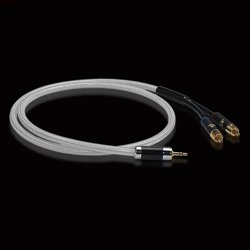 Hi Fi кабель ATAUDIO 3 5 мм на 2RCA высококачественный медный и посеребренный аудиокабель