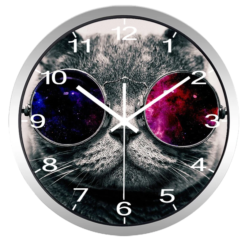 Часы настенные со стеклянными часами в виде кошки бесшумные 10 лет работы | Дом и