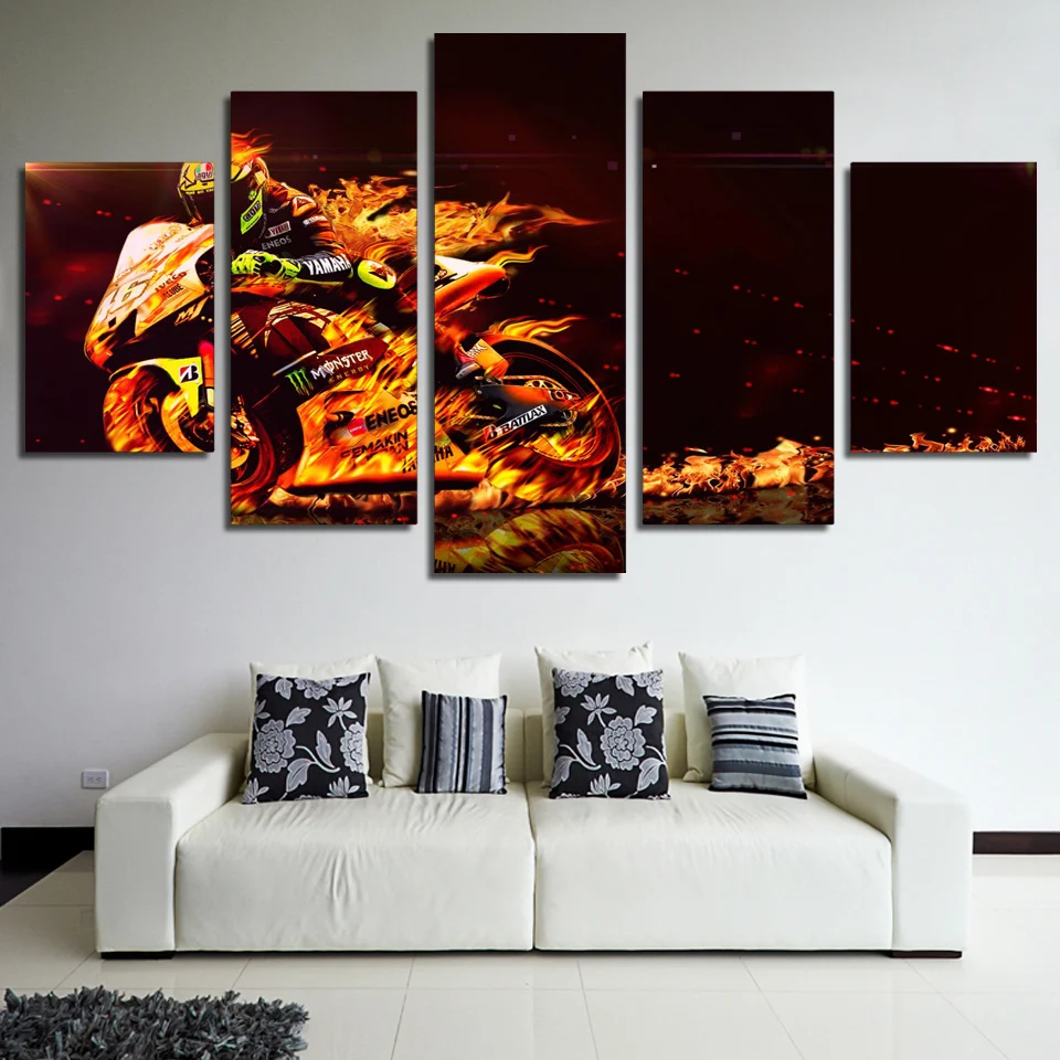 5 Canvas Valentino Rossi Motorcycle Poster HD Printing Wall Art Home Decoration Painting Picture | Дом и сад