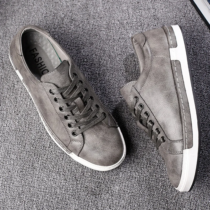 2019 Spring Sneakers Casual Shoes Men Leather Flats Lace-Up Simple Stylish Trainers Male Oxford For | Обувь