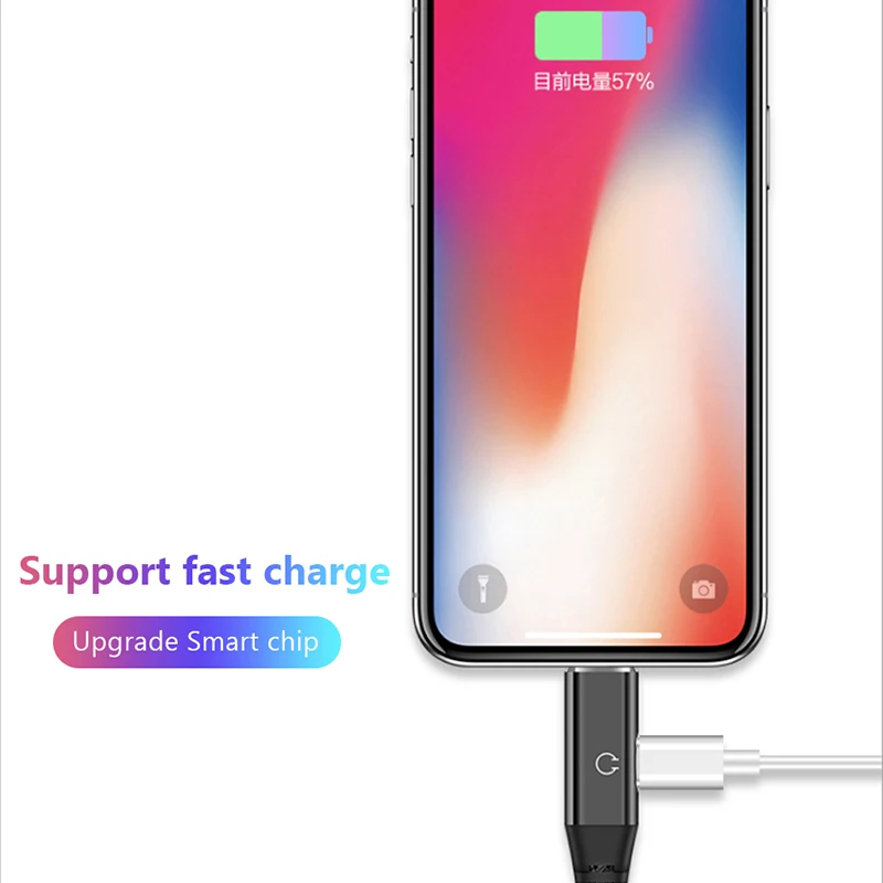 

!ACCEZZ 2 in 1 Dual lighting Calling Listening Charging Converter Cable For iphone X 8 7 Plus XS MAX XR Headphone Adapter 1.2M