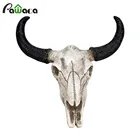 Смола Longhorn корова череп голова настенный Декор 3D животное дикая природа скульптура фигурки ремесла рога для дома Хэллоуин Декор