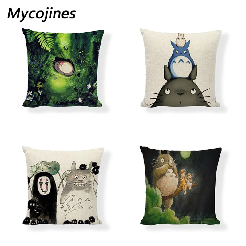 Наволочка для подушки Hayao Miyazaki Totoro льняная наволочка зонта 1 Боковая печать окно