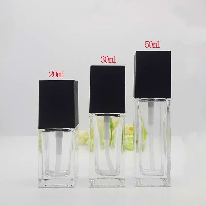 20ml Transparent Square Liquid Cosmetic Lotion Bottle Foundation Bottle 50PCS/LOT