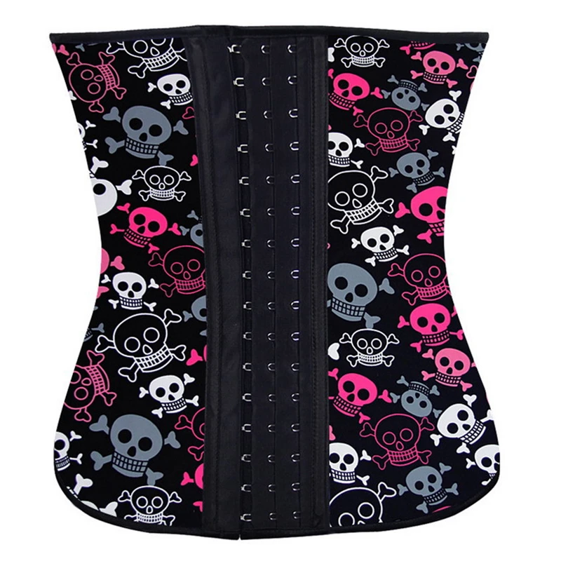 Латексный тренажер для талии Cincher Корсеты с изображением черепа и бюстье женщин