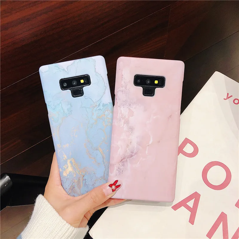 Роскошные мраморные Матовые чехлы с текстурой для телефонов Samsung S7 edge S8 S9 Plus Note 8 9