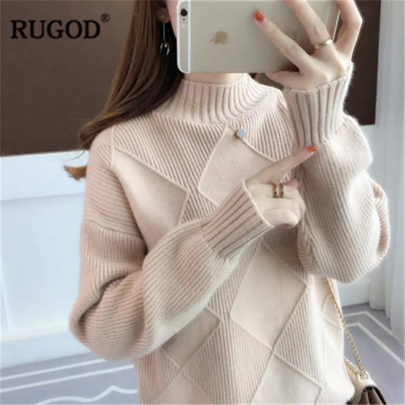 Женский вязаный свитер с длинным рукавом RUGOD повседневный пуловер