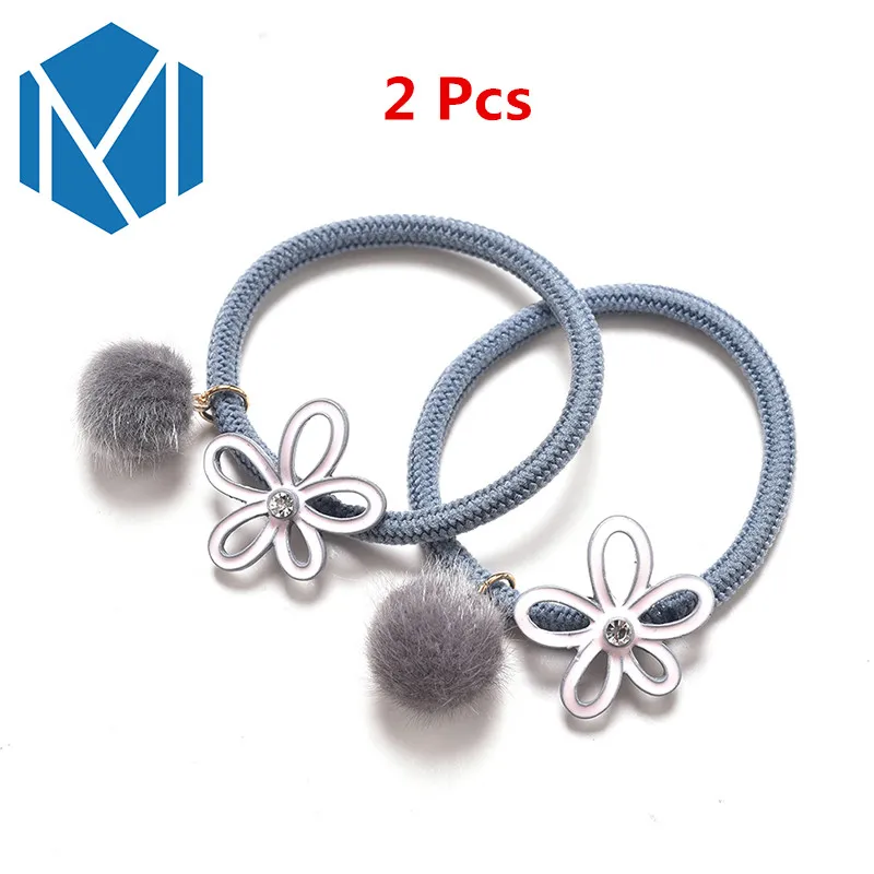 M MISM/2 шт./пара женская меховая повязка для волос с подвеской в виде цветка