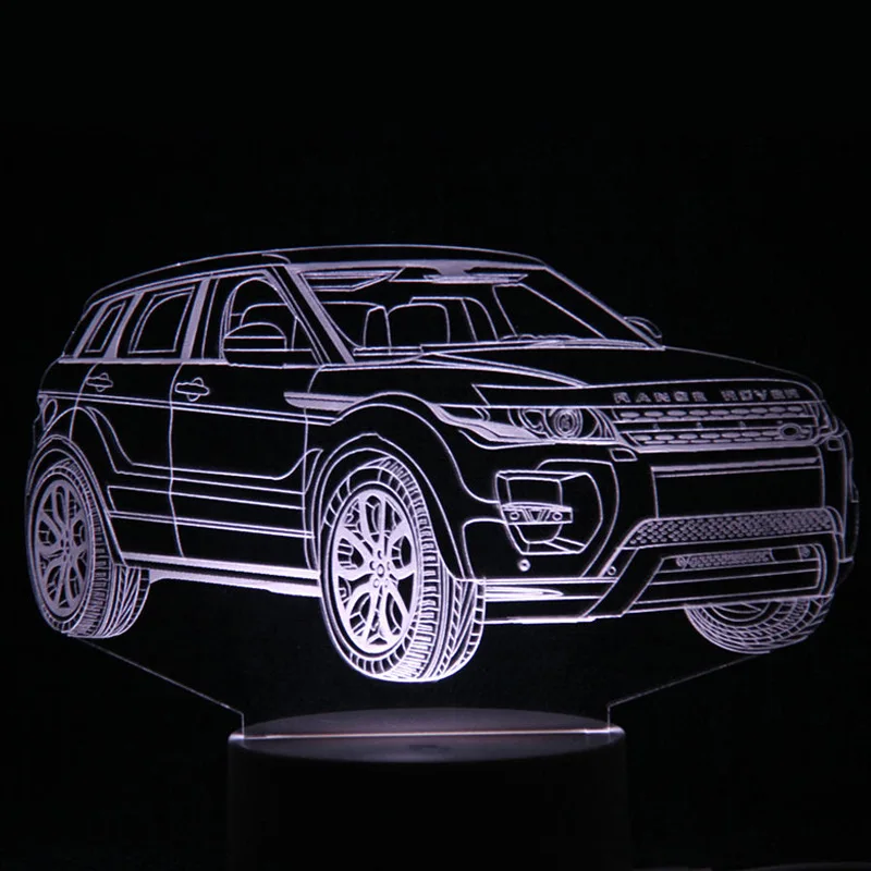 Креативный 3D ночник, очень яркий Автомобильный светодиодный USB Настольный светильник, 7 цветов, меняющий 3d светильник, новинка, светодиодный ночник, декор для гостиной