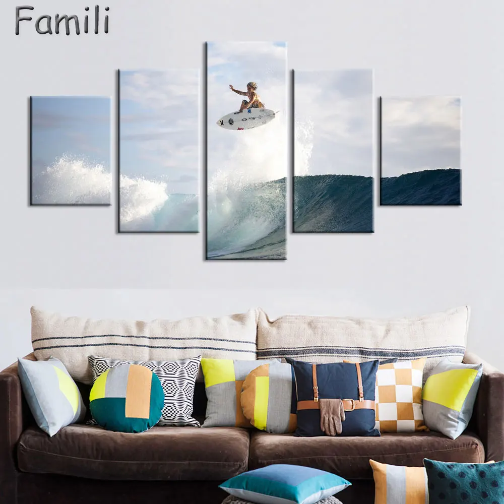 5 шт. настенная Картина на холсте для серфинга в море|art painting|painting moderncanvas painting |