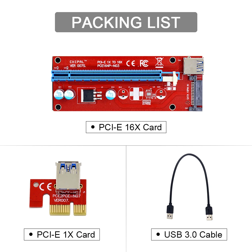CHIPAL VER007S 30 см PCI E Express 1X до 16X переходная карта адаптер USB 3 0 кабель 15Pin SATA Power для