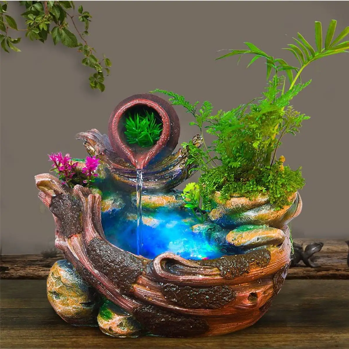 DIY растения микро пейзаж крытый суккуленты в горшке домашний интерьер Rockery смолы фонтан фэншуй украшения офиса