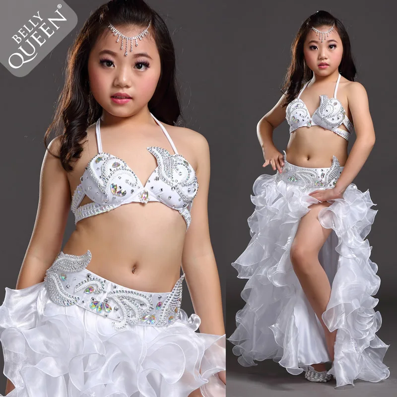 

New girls belly dance costumes senior stones bra top+belt+skirt 3pcs belly dance set for girls belly dance suits