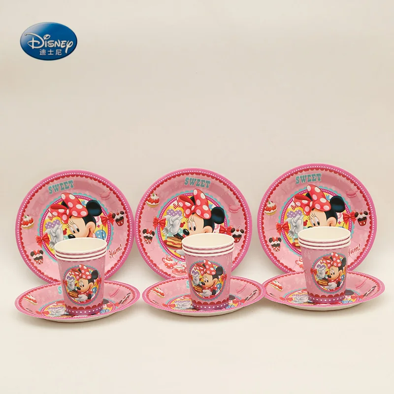 

High-quality Tableware Set 24pcs/lot 12pcs Cup + 12pcs Plate Children Birthday Party Supplies Decorations