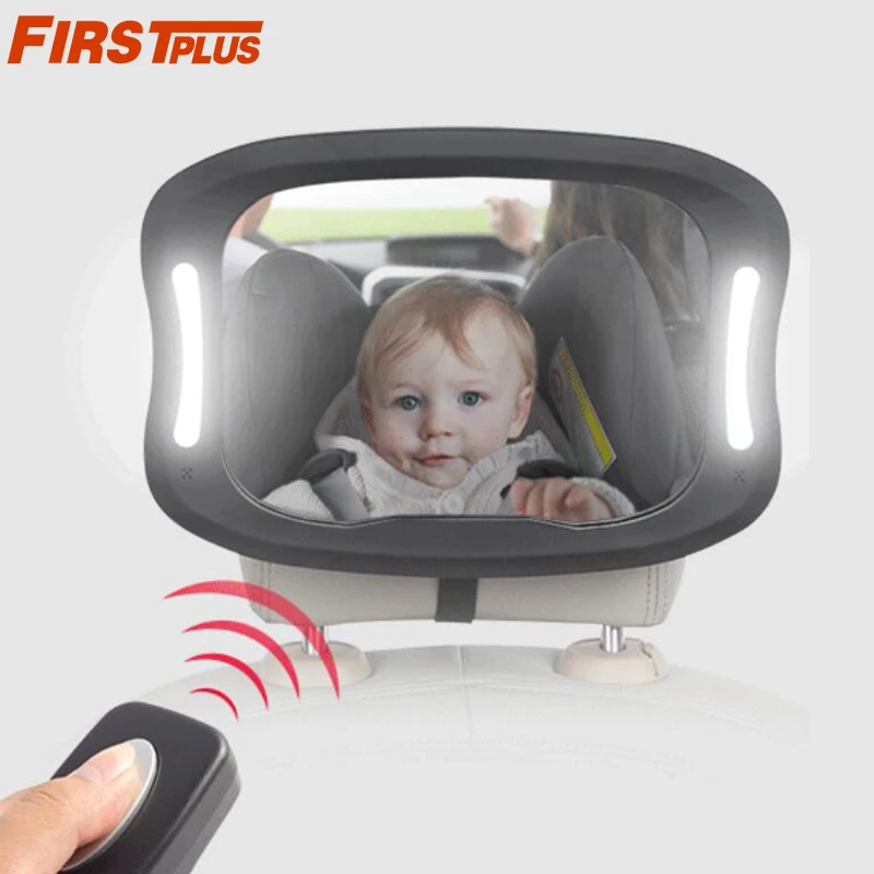 

Car Baby Car Mirror LED Light Adjustable Shatterproof Back Seat Facing Rear Ward View Headrest Mount Mirrors Large Angle